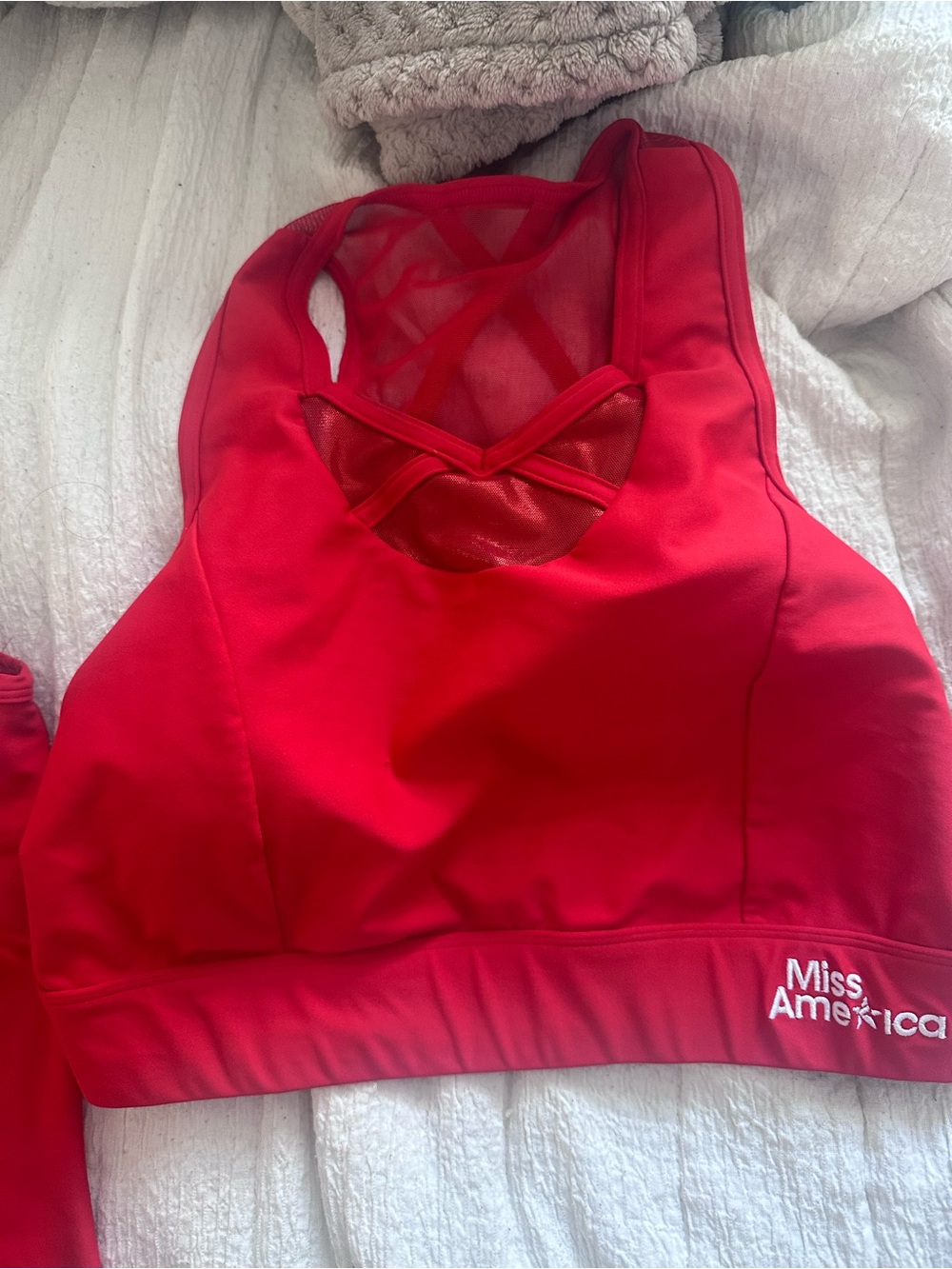 Red Mesh-Back Sports Bra